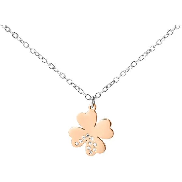 stroili collana lady chic acciaio bicolore bianco / rosa cristallo collezione: lady chic bicolore bianco / rosa