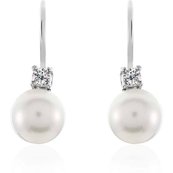 stroili orecchini pendenti silver pearls argento rodiato perla sintentica cubic zirconia collezione: silver pearls bianco