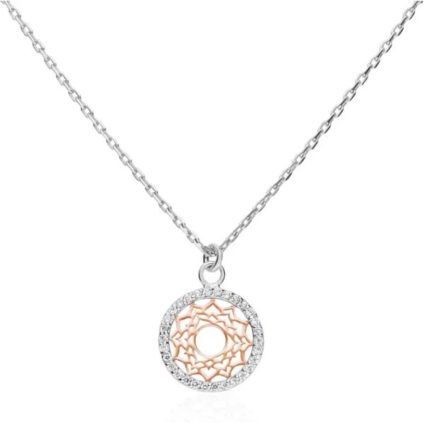 stroili collana in argento bicolore e zirconi con ciondolo vii chakra dell'illuminazione collezione: silver moments