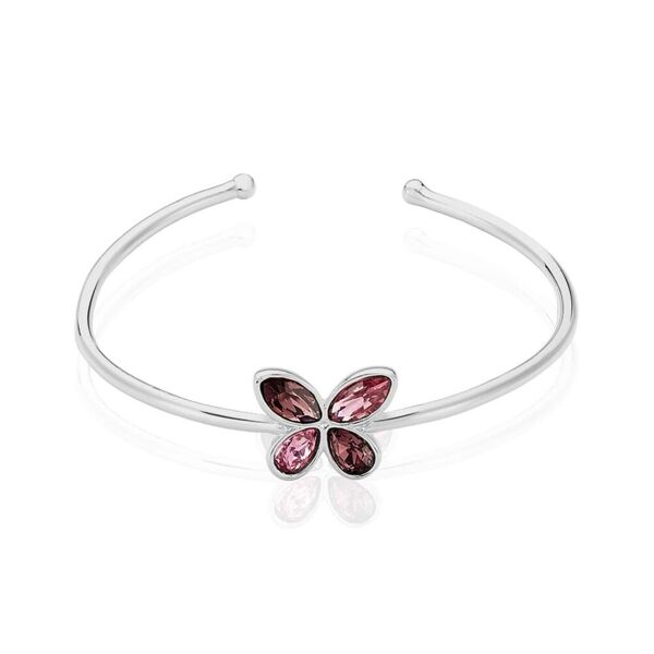 stroili bangle farfalla in metallo rodiato e pietre colore rosa collezione: violet