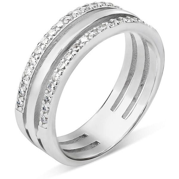 stroili anello fantasia silver shine argento rodiato cubic zirconia collezione: silver shine - misura 54 bianco