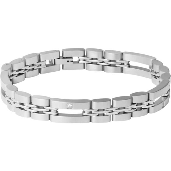 stroili bracciale man code acciaio cubic zirconia collezione: man code bianco