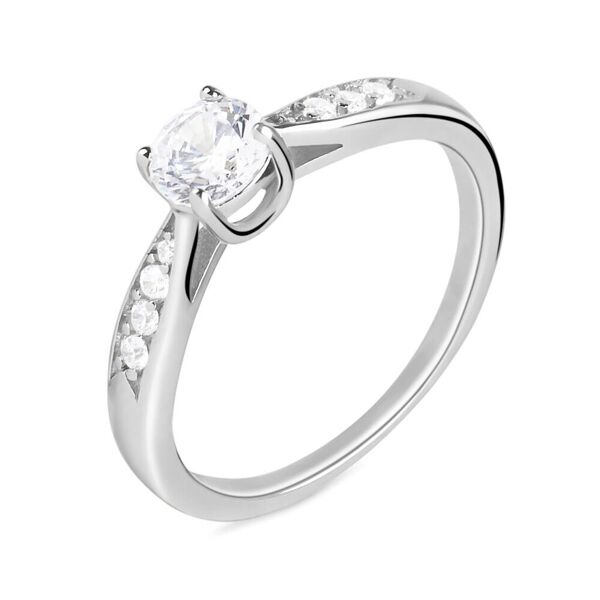 stroili anello solitario silver elegance argento rodiato cubic zirconia collezione: silver elegance - misura 50 bianco