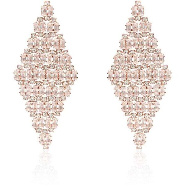 stroili orecchini pendenti rosati forma rombo con strass collezione: romantic shine rosa