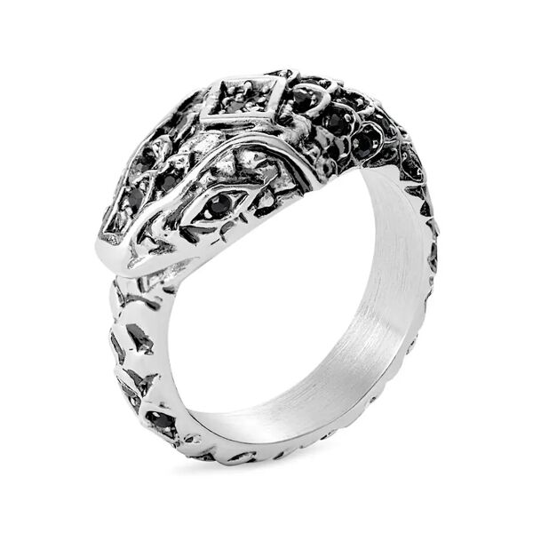 stroili anello fantasia man code acciaio cristallo collezione: man code - misura 64 bianco