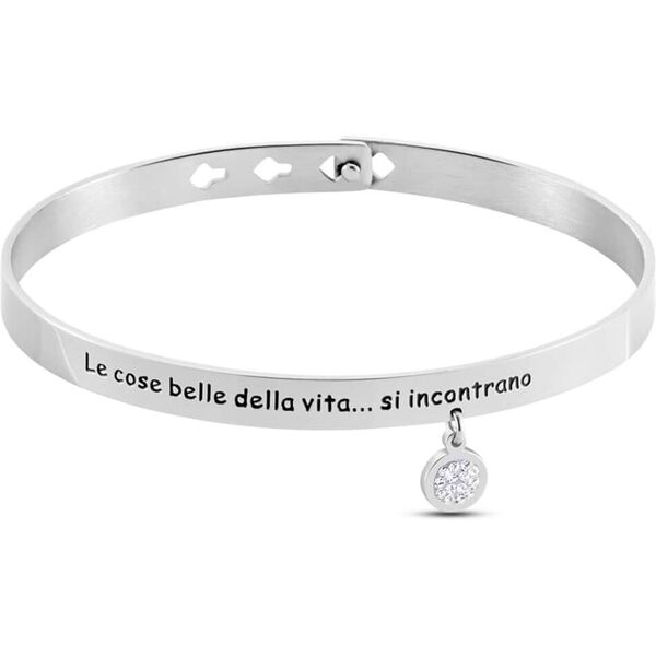 stroili bangle lady message acciaio cristallo collezione: lady message bianco