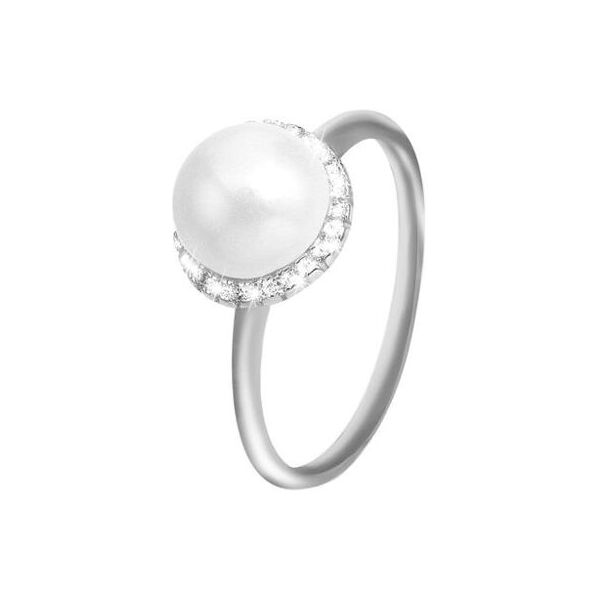 stroili anello fantasia silver pearls argento rodiato perla sintentica cubic zirconia collezione: silver pearls - misura 58 bianco