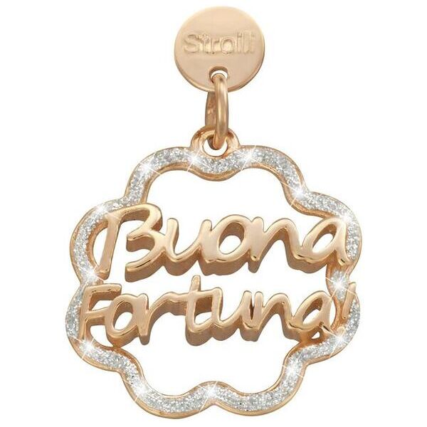 stroili buona fortuna. charm in argento 925 rosato e glitter collezione: love beats