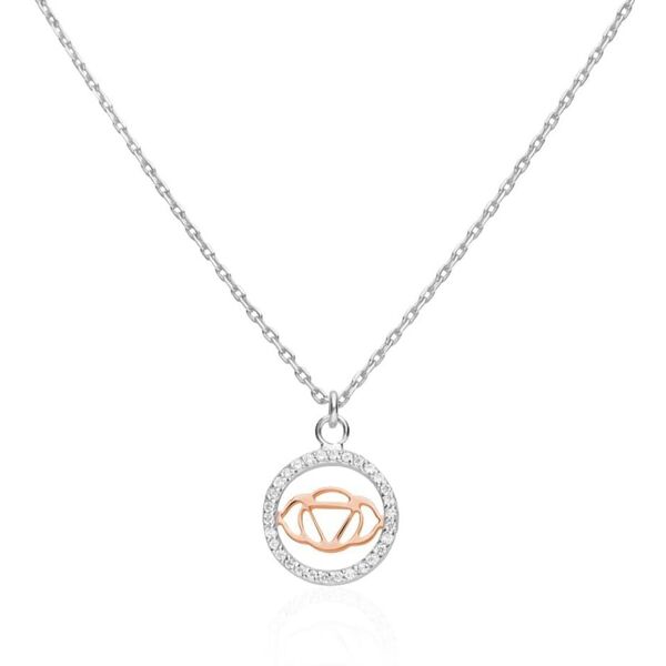 stroili collana in argento bicolore e zirconi con ciondolo vi chakra dell'intuizione collezione: silver moments