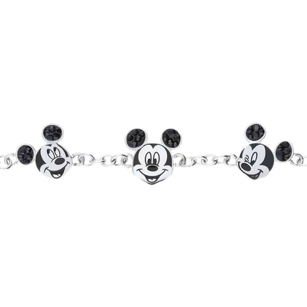 stroili bracciale in acciaio con 3 ciondoli topolino e strass neri collezione: mickey mouse & friends argentato