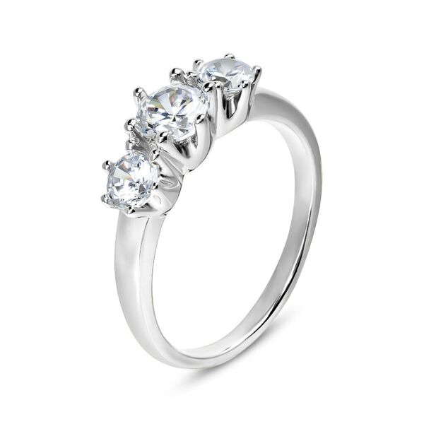 stroili anello trilogy silver elegance argento rodiato cubic zirconia collezione: silver elegance - misura 52 bianco