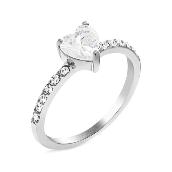 stroili anello solitario lady chic acciaio cristallo collezione: lady chic - misura 56 bianco