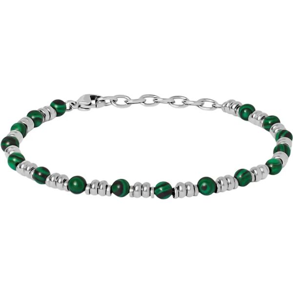 stroili bracciale man code acciaio malachite collezione: man code bianco