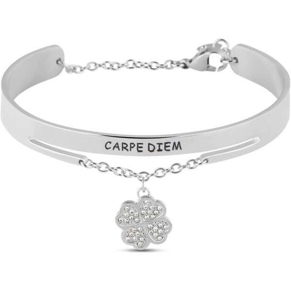 stroili bangle lady message acciaio cristallo collezione: lady message bianco