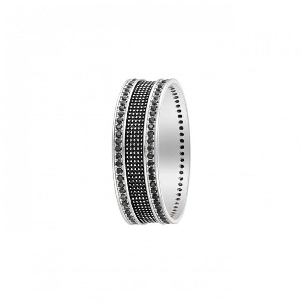 stroili anello fascia gentleman argento bicolore bianco / nero cubic zirconia collezione: gentleman - misura 60 bicolore bianco / nero
