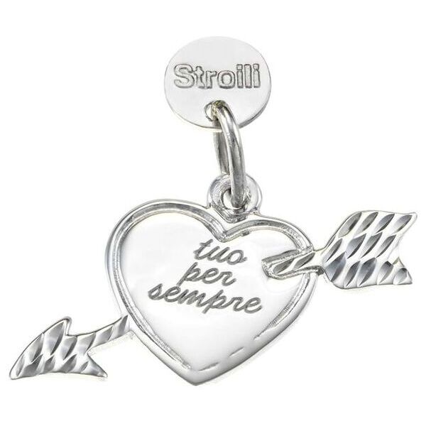 stroili non ci lasceremo mai. charm in argento 925 rodiato diamantato con incisione collezione: love beats