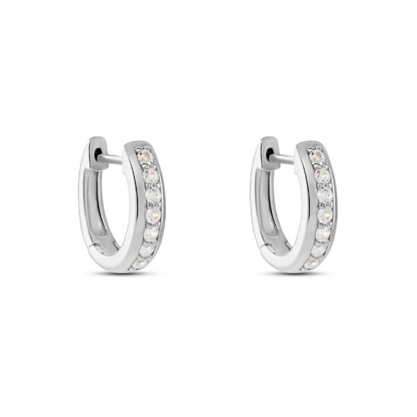 stroili orecchini a cerchio silver elegance argento rodiato cubic zirconia collezione: silver elegance bianco
