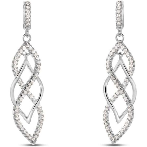 stroili orecchini pendenti silver shine argento rodiato cubic zirconia collezione: silver shine bianco