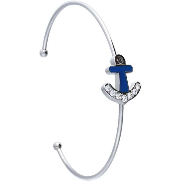 stroili bangle in acciaio con ancora blu e strass collezione: lady sweet argentato