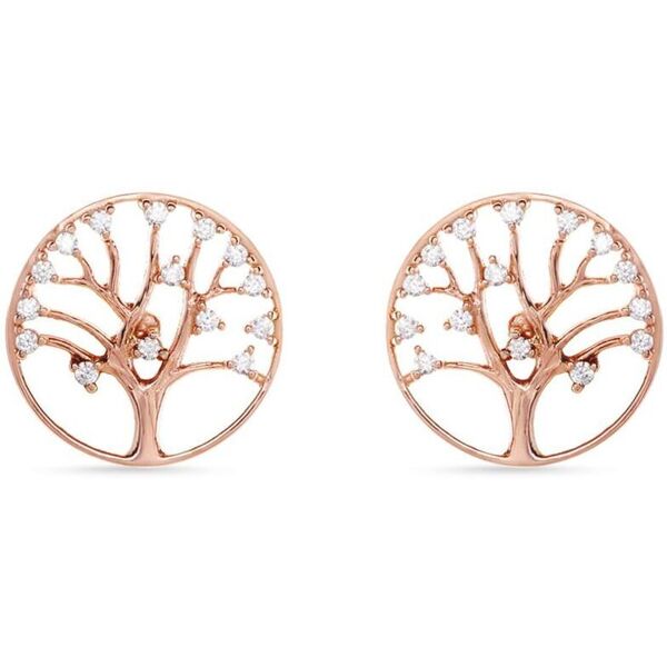 stroili orecchini albero della vita in argento rosato e zirconi collezione: silver moments