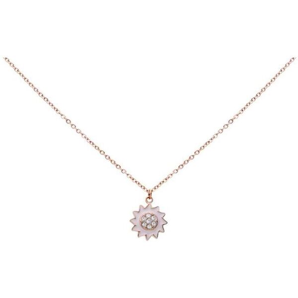 stroili girocollo con ciondolo fiore rosa in acciaio rosato e strass collezione: lady sweet rosa