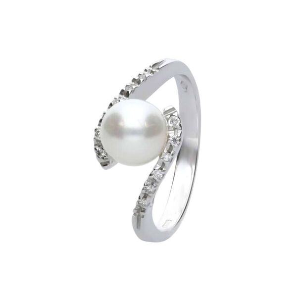 stroili anello solitario gold pearls oro bianco perla d'acqua dolce diamante collezione: gold pearls - misura 58 oro bianco