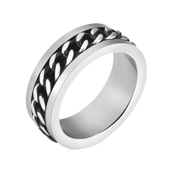 stroili anello fascia man code acciaio bicolore bianco / nero collezione: man code - misura 68 bicolore bianco / nero