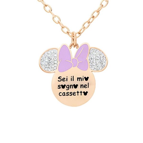 stroili collana lady message acciaio rosato disney e cristalli collezione: lady message rosa