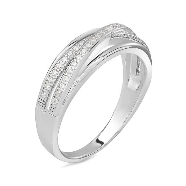 stroili anello fantasia silver shine argento rodiato cubic zirconia collezione: silver shine - misura 54 bianco