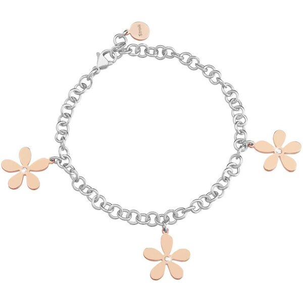 stroili bracciale charms fiore in acciaio bicolore e cristalli collezione: lady chic bicolore