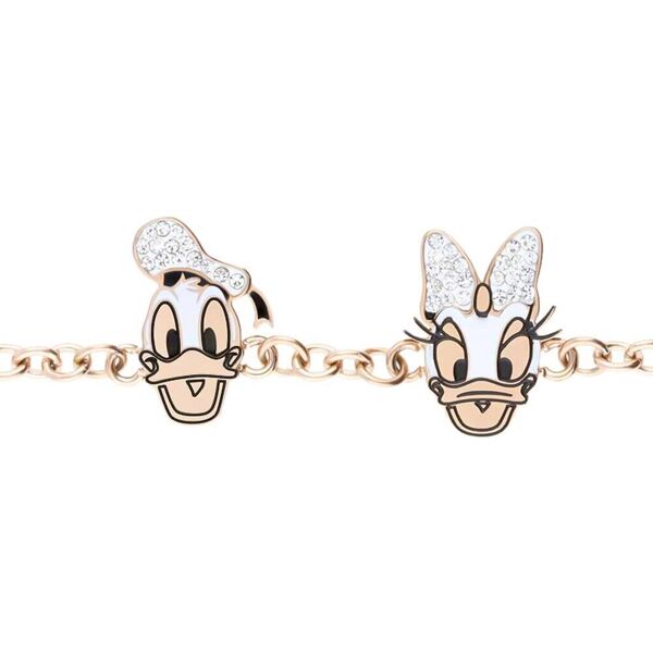 stroili bracciale in acciaio rosato con paperino e paperina e strass collezione: mickey mouse & friends rosa