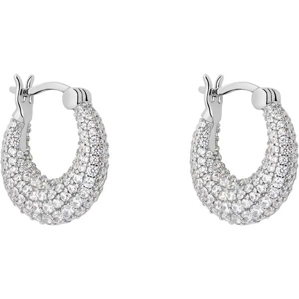 stroili orecchini a cerchio silver shine argento rodiato cubic zirconia collezione: silver shine bianco