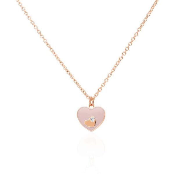 stroili collana in acciaio rosato e strass con ciondolo a forma di cuore collezione: lady sweet