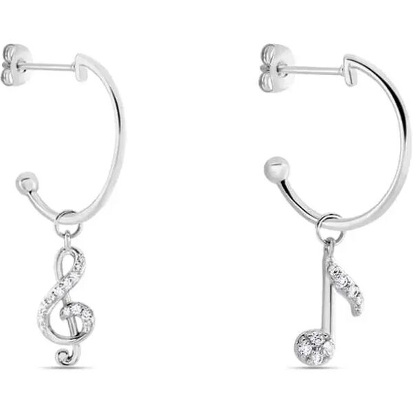 stroili orecchini spaiati silver moments argento rodiato cubic zirconia collezione: silver moments bianco