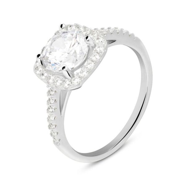 stroili anello solitario silver elegance argento rodiato cubic zirconia collezione: silver elegance - misura 50 bianco