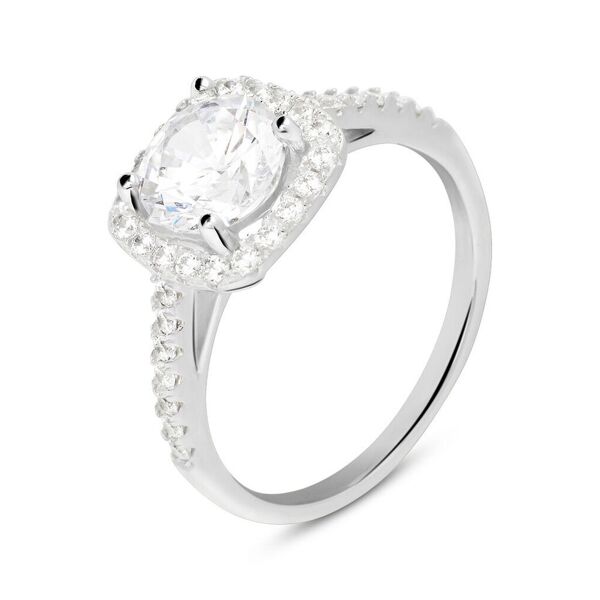 stroili anello solitario silver elegance argento rodiato cubic zirconia collezione: silver elegance - misura 56 bianco