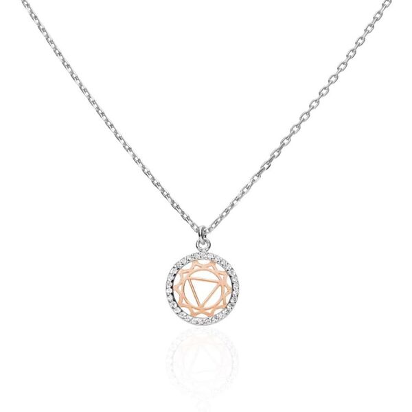 stroili collana in argento bicolore e zirconi con ciondolo iii chakra della volont√† collezione: silver moments