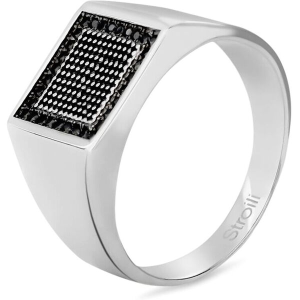 stroili anello chevalier gentleman argento bicolore bianco / nero cubic zirconia collezione: gentleman - misura 66 bicolore bianco / nero