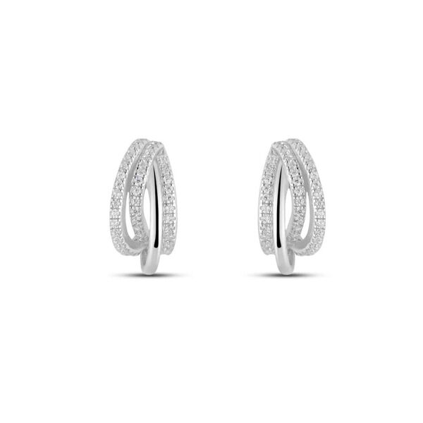 stroili orecchini a cerchio silver shine argento rodiato cubic zirconia collezione: silver shine bianco