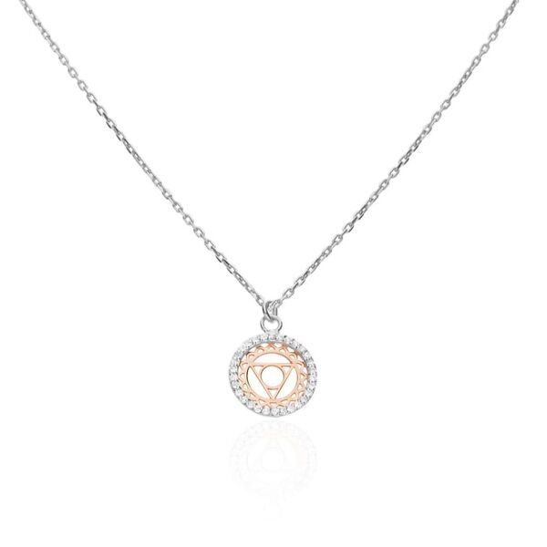 stroili collana in argento bicolore e zirconi con ciondolo v chakra della comunicazione collezione: silver moments