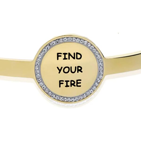 stroili bangle find your fire in acciaio dorato e strass collezione: lady message