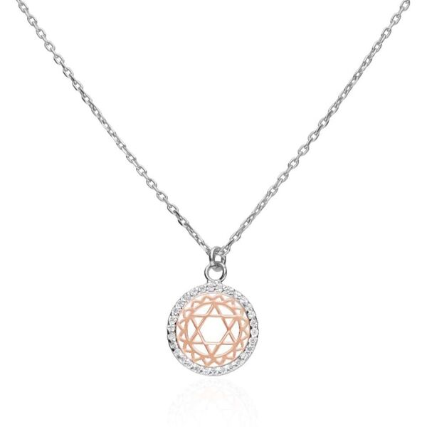 stroili collana in argento bicolore e zirconi con ciondolo iv chakra dell'amore collezione: silver moments