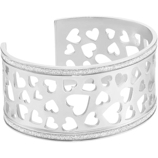 stroili bracciale cuori bangle medium in acciaio e lurex collezione: lady shine grigio