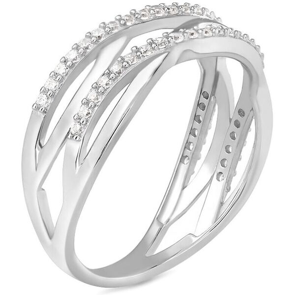 stroili anello fantasia silver shine argento rodiato cubic zirconia collezione: silver shine - misura 50 bianco