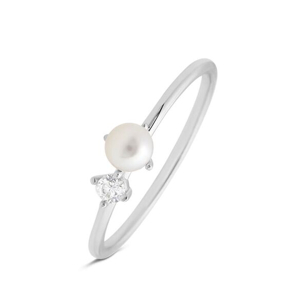 stroili anello fantasia gabrielle oro bianco perla d'acqua dolce cubic zirconia collezione: gabrielle - misura 54 oro bianco
