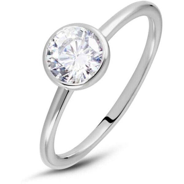 stroili anello solitario silver elegance argento rodiato cubic zirconia collezione: silver elegance - misura 54 bianco