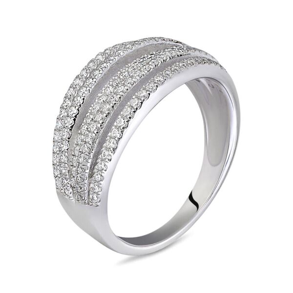 stroili anello fantasia silver shine argento rodiato cubic zirconia collezione: silver shine - misura 56 bianco