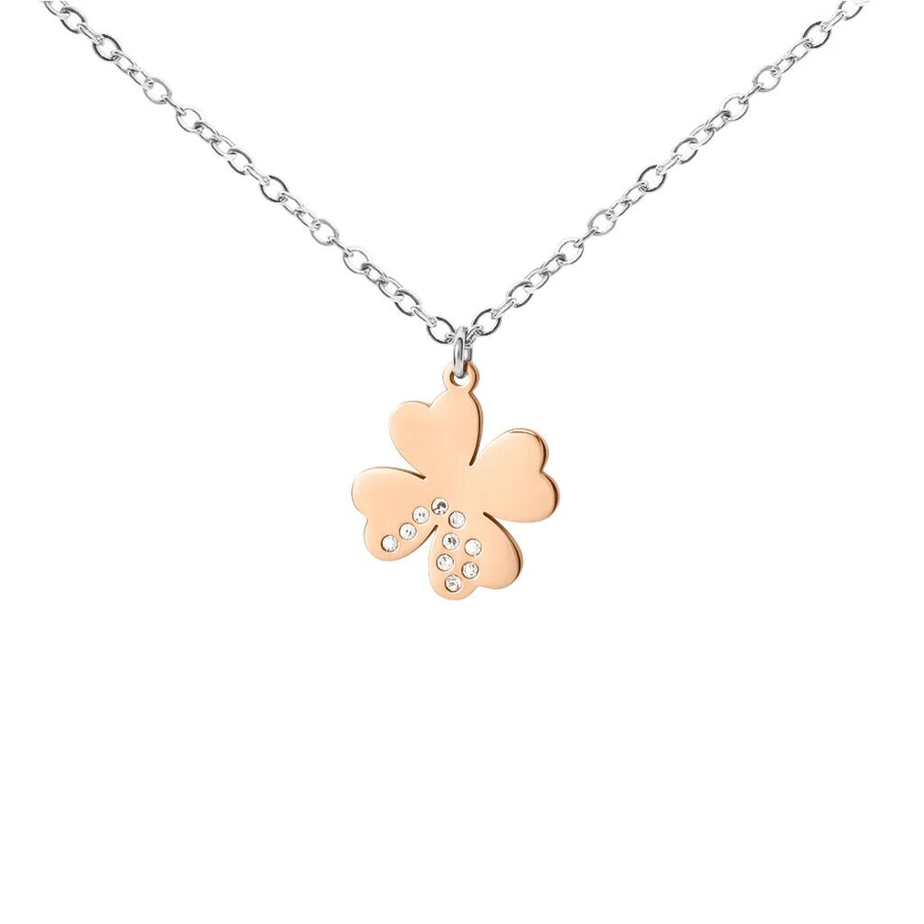 stroili collana lady chic acciaio bicolore bianco / rosa cristallo collezione: lady chic bicolore bianco / rosa