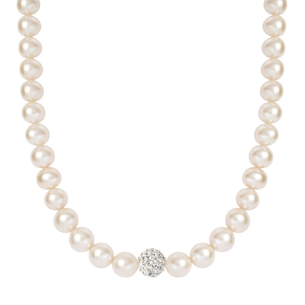 stroili collana gabrielle oro bianco perla d'acqua dolce cristallo collezione: gabrielle oro bianco
