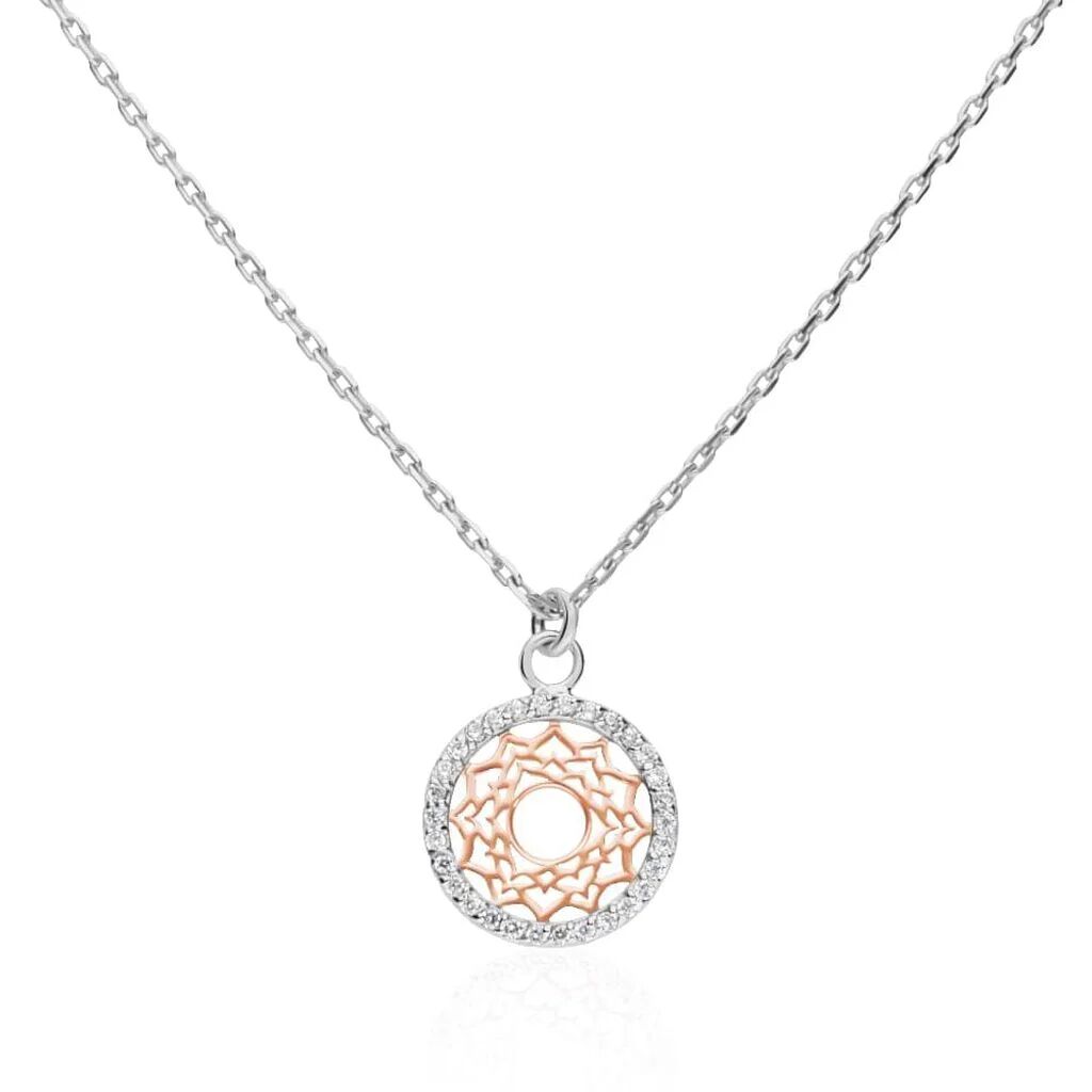 stroili collana in argento bicolore e zirconi con ciondolo vii chakra dell'illuminazione collezione: silver moments